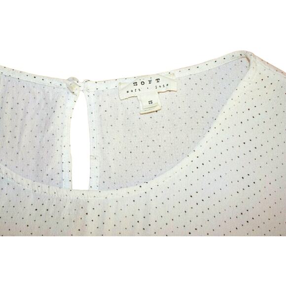 SOFT Joie polka dot cream blouse short sleeve semi sheer top shirt Size Small - Picture 4 of 6